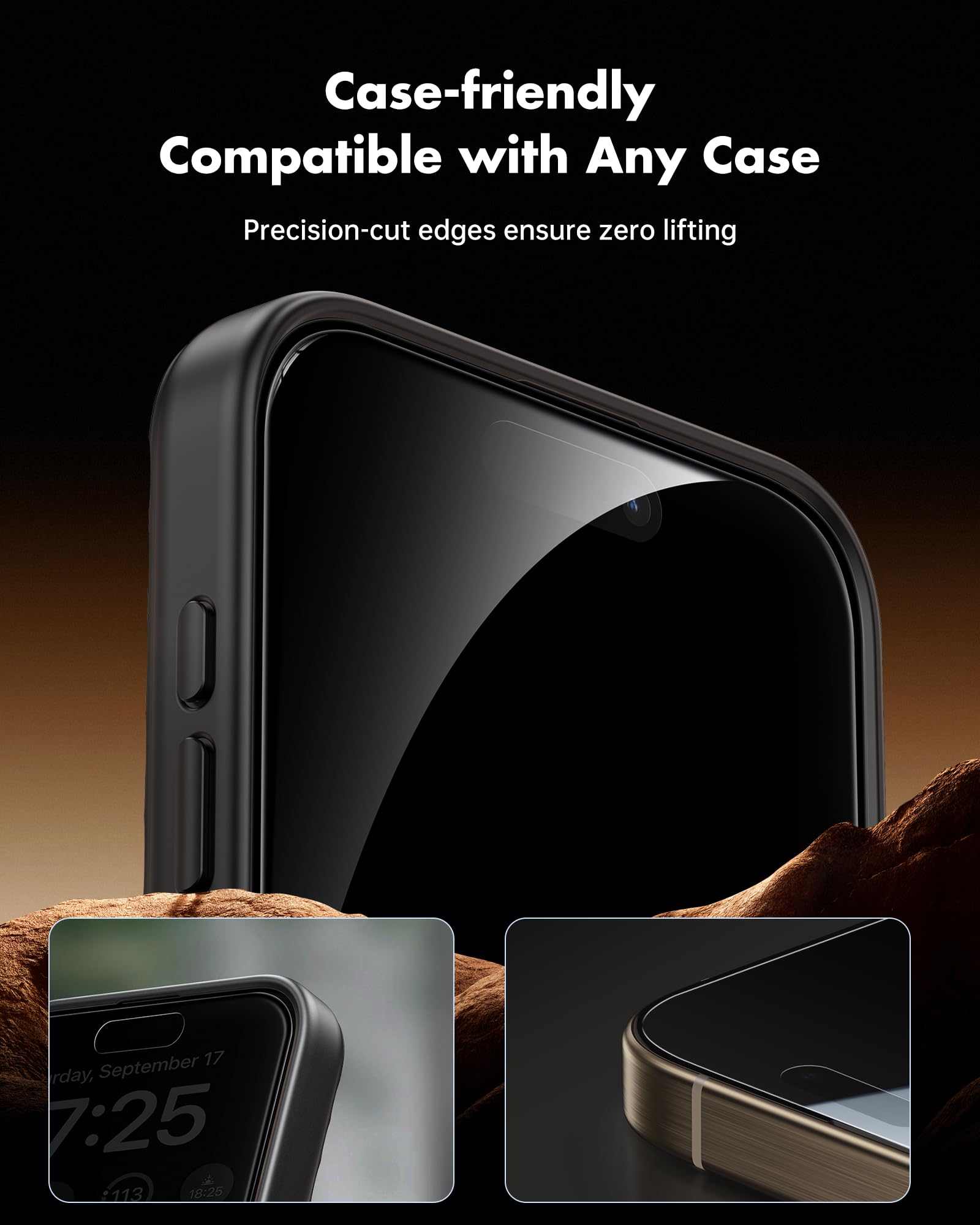 UNBREAKcable comparación de tamaño con iPhone 15 Pro Max para ajuste compatible con fundas
