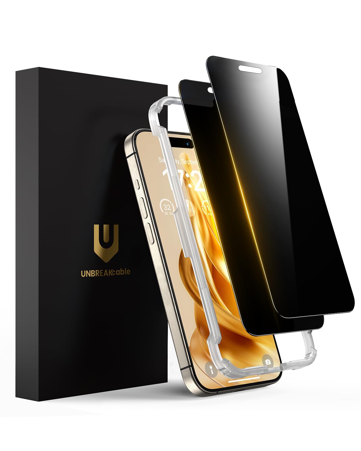 UNBREAKcable protector frontal mostrando embalaje y ajuste perfecto