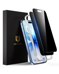 UNBREAKcable protector frontal en paquete doble mostrando el embalaje y beneficio de privacidad