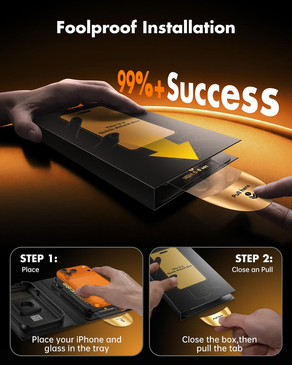 UNBREAKcable tempered glass edge close-up showing durable 9H+ strength