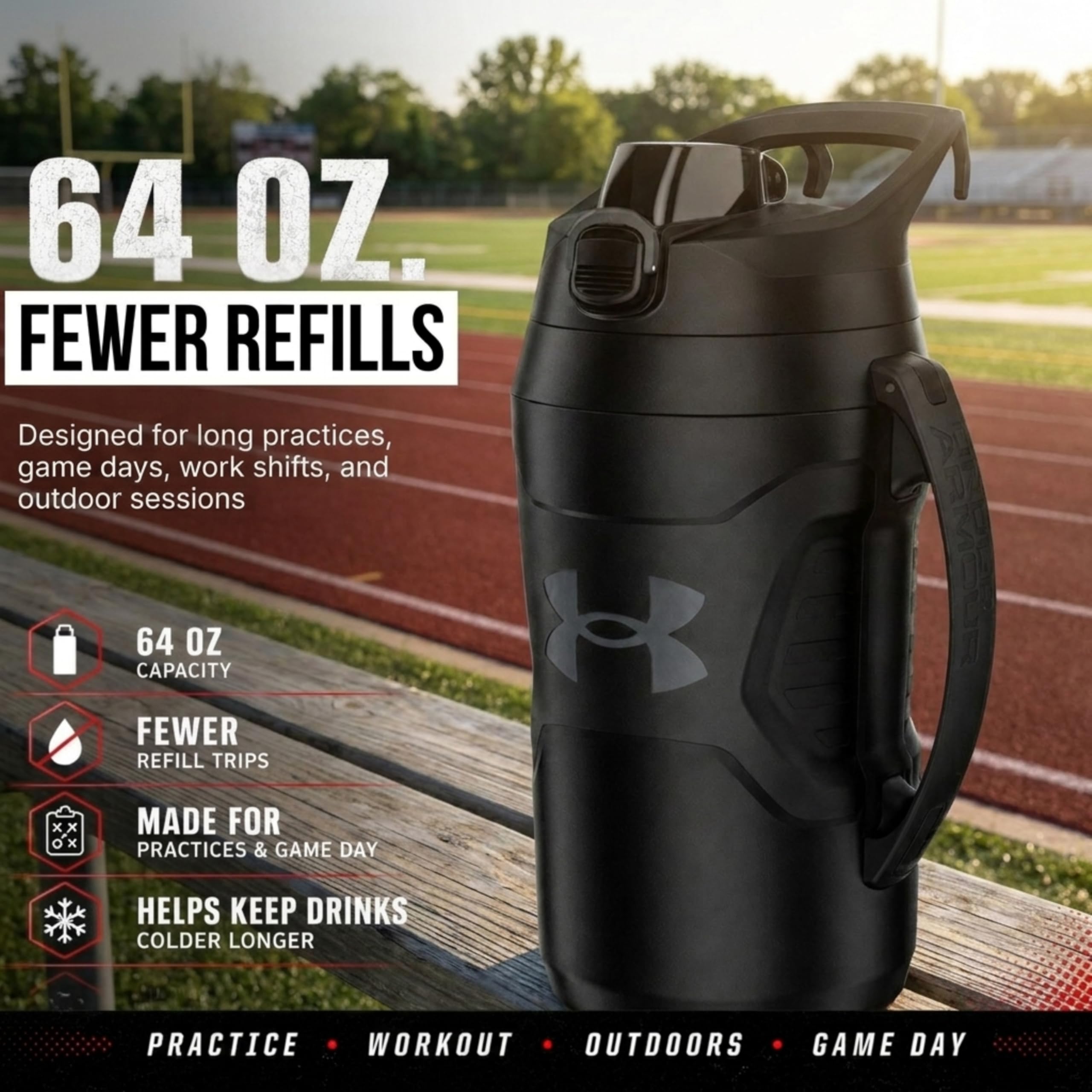 Under Armour detalle de la tapa drenante apta para lavavajillas y higiene