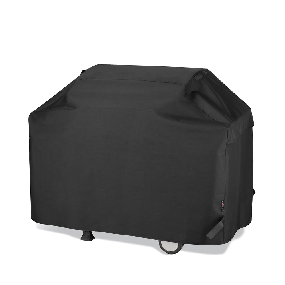 Unicook front view of 65-inch cover protecting grill, durable protection