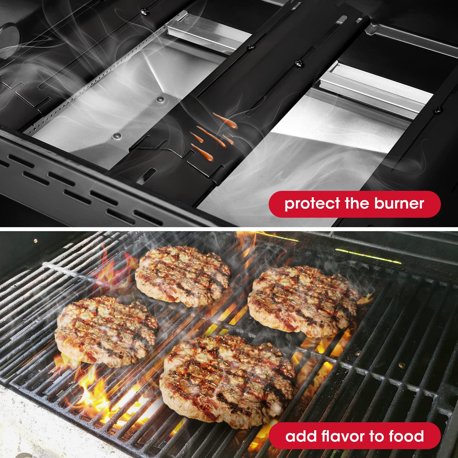 Unicook heat plate installed inside grill protecting burner and improving heat