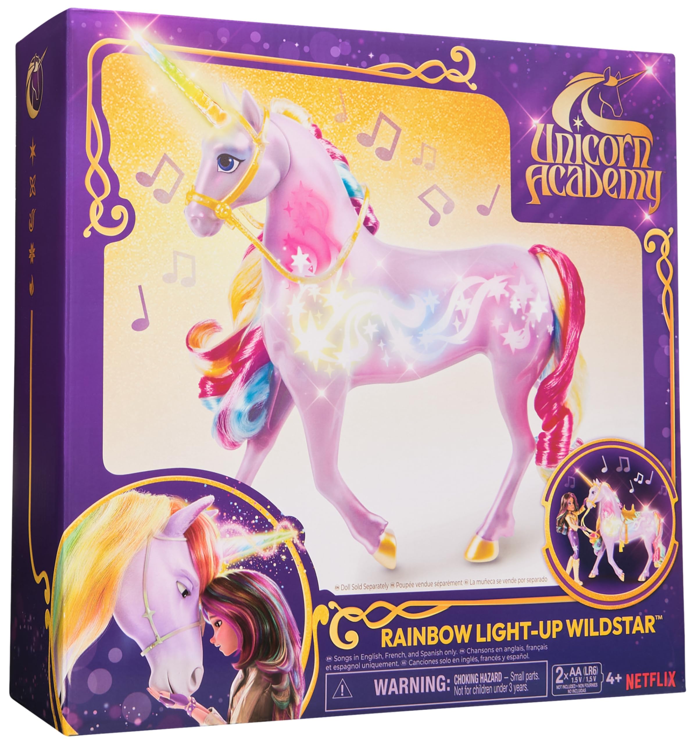 Empaque de Unicorn Academy Wildstar que muestra el producto y accesorios