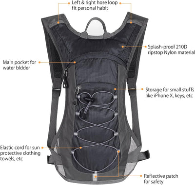 Unigear 2L bladder close-up displaying screw cap and easy-fill benefit