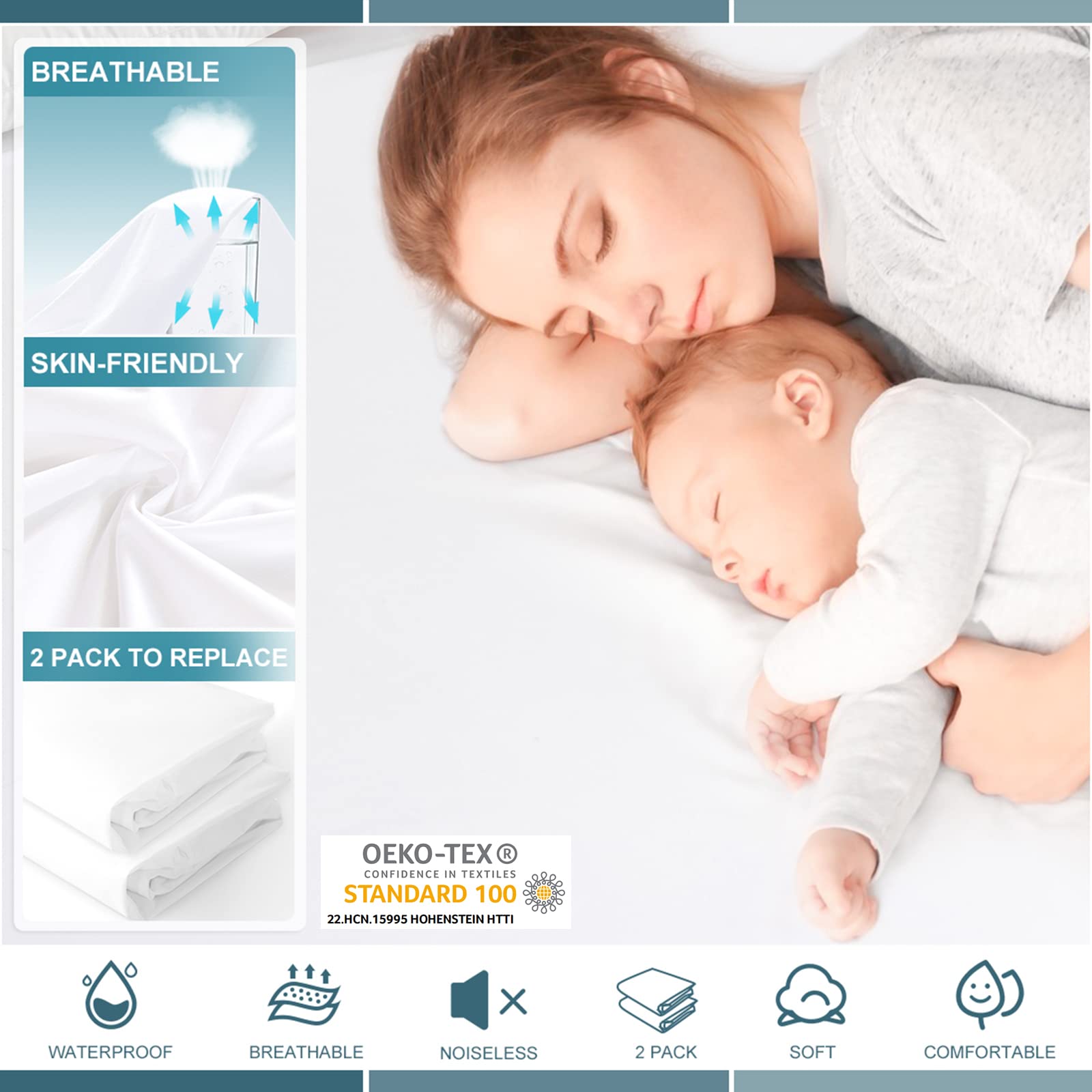 UNILIBRA protector en uso con niños en cama twin, mantiene colchón limpio