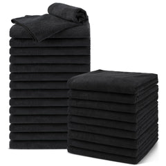 UNIMADE toalla frontal negra mostrando tamaño y acabado absorbente