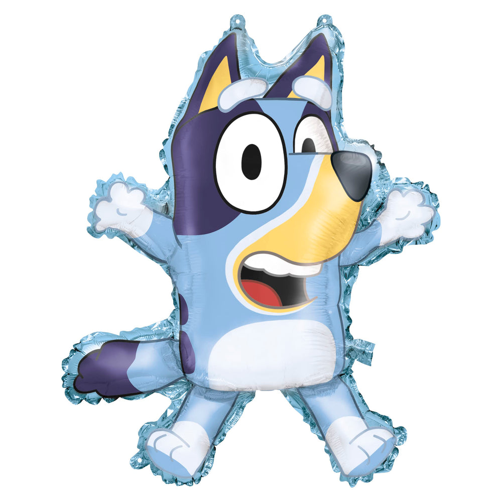 Unique globos Bluey y Bingo en uso sobre mesa de fiesta creando punto focal