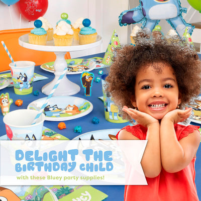 Unique Bluey party scene with table setup showing coordinated decorations