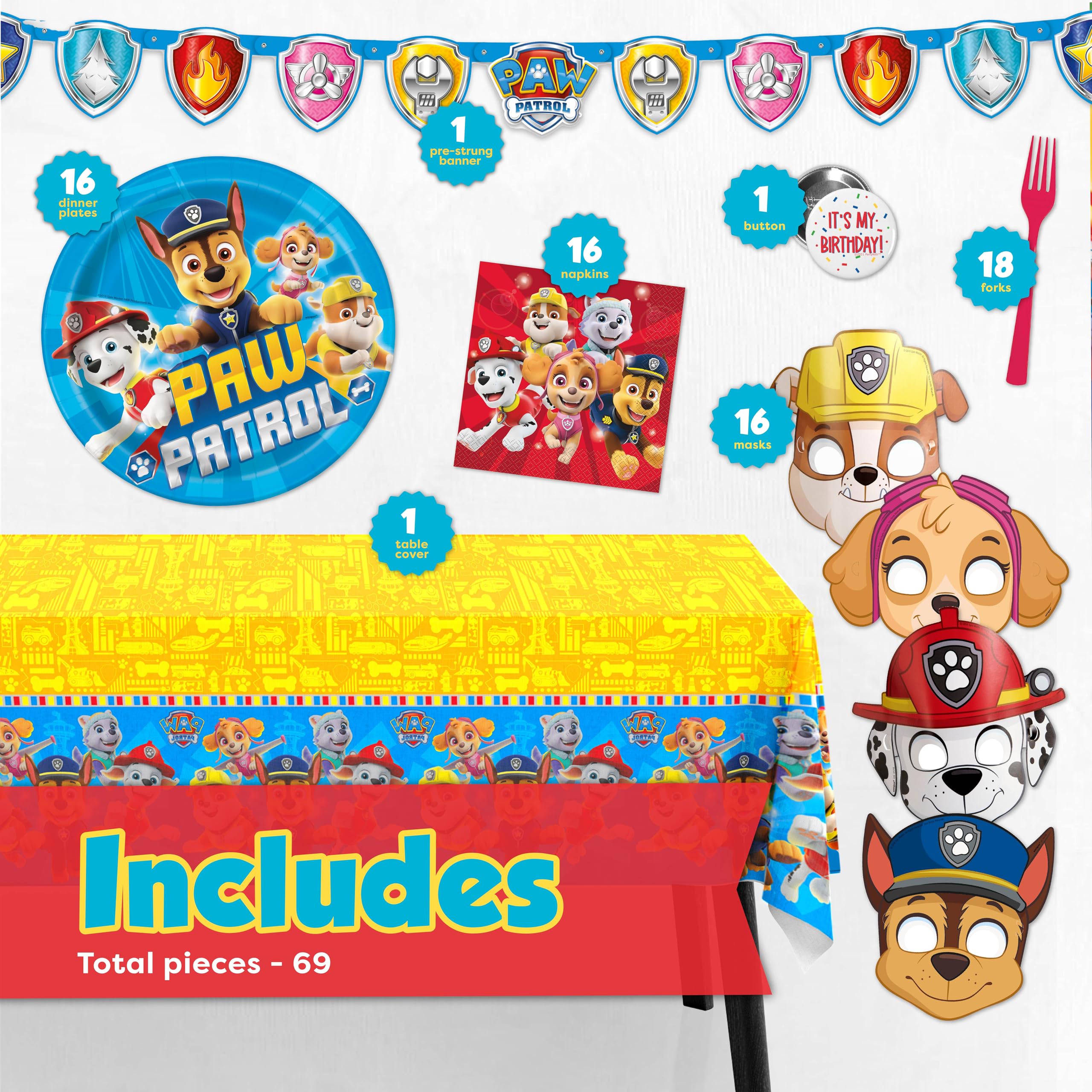 Unique Paw Patrol primer plano del plato resistente de 9 pulgadas que soporta pastel