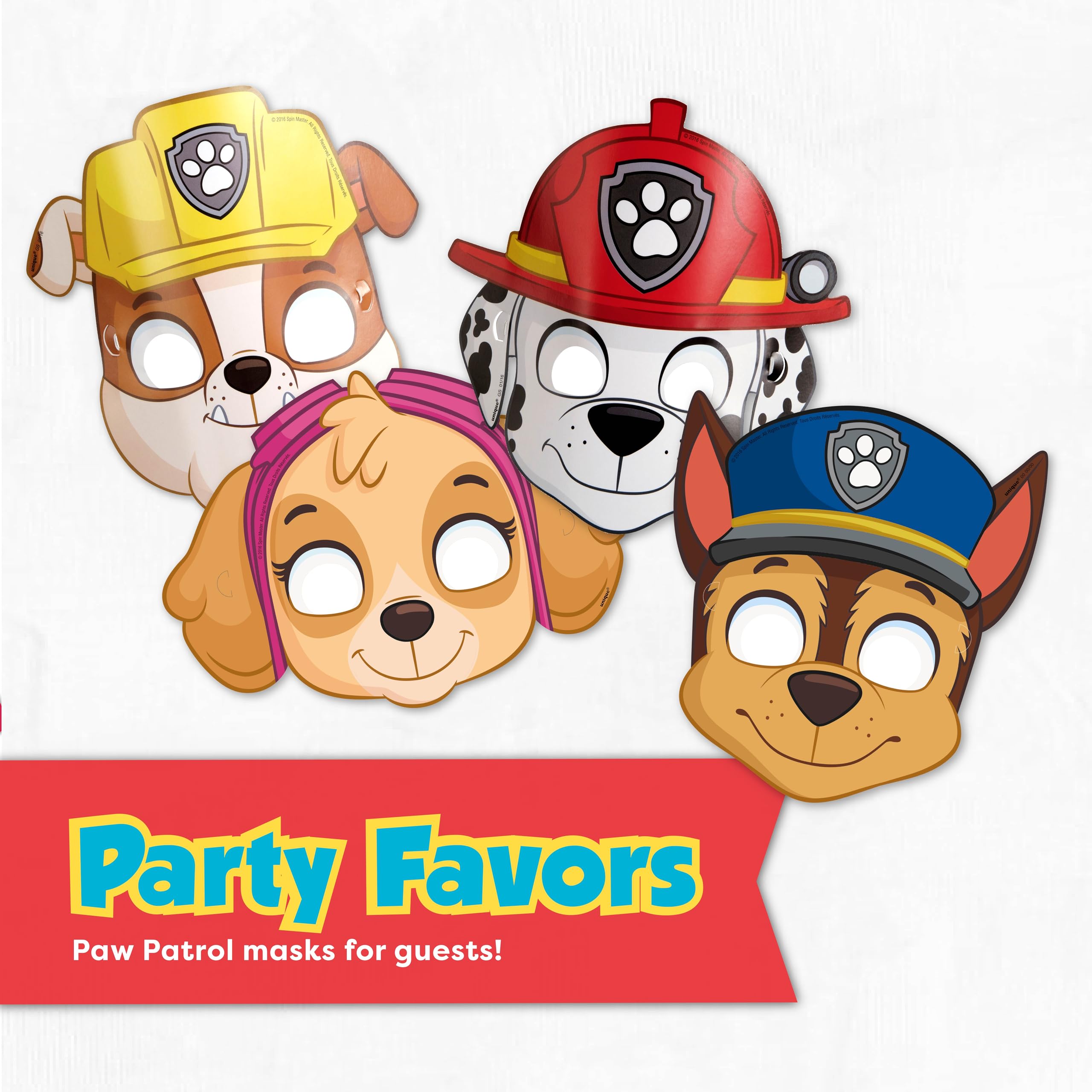 Unique Paw Patrol mesa de fiesta preparada con platos, máscaras y decoración temática