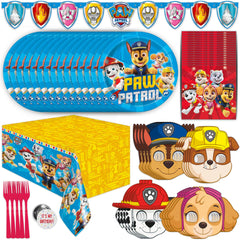 Unique Paw Patrol paquete frontal mostrando todos los elementos para una fiesta completa
