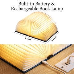 Uniwolk BookLamp abierta iluminando con tono cálido para ambiente acogedor