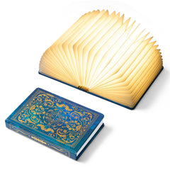 Uniwolk BookLamp frontal mostrando cubierta con foil dorado y elegante diseño