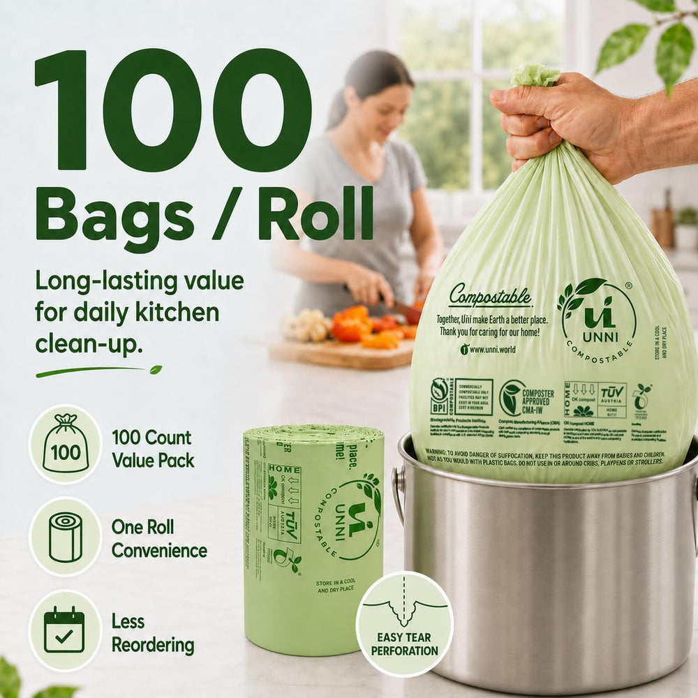 UNNI bolsa dentro de compostador casero promoviendo compostaje doméstico