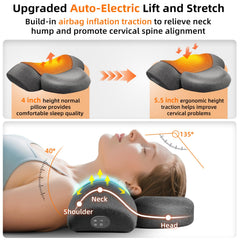 Upalled airbag valve detail illustrating adjustable cervical traction benefit