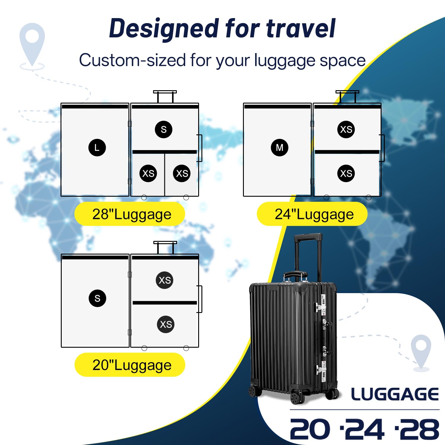 UPGOGO uso en maleta durante viaje optimizando espacio en equipaje