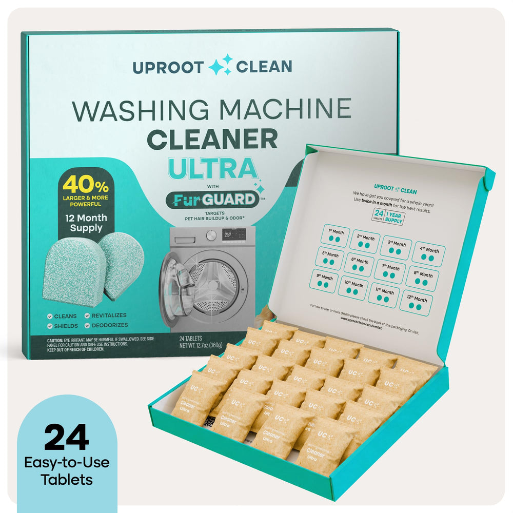 Uproot Clean caja abierta con 24 tabletas listos para mantenimiento regular