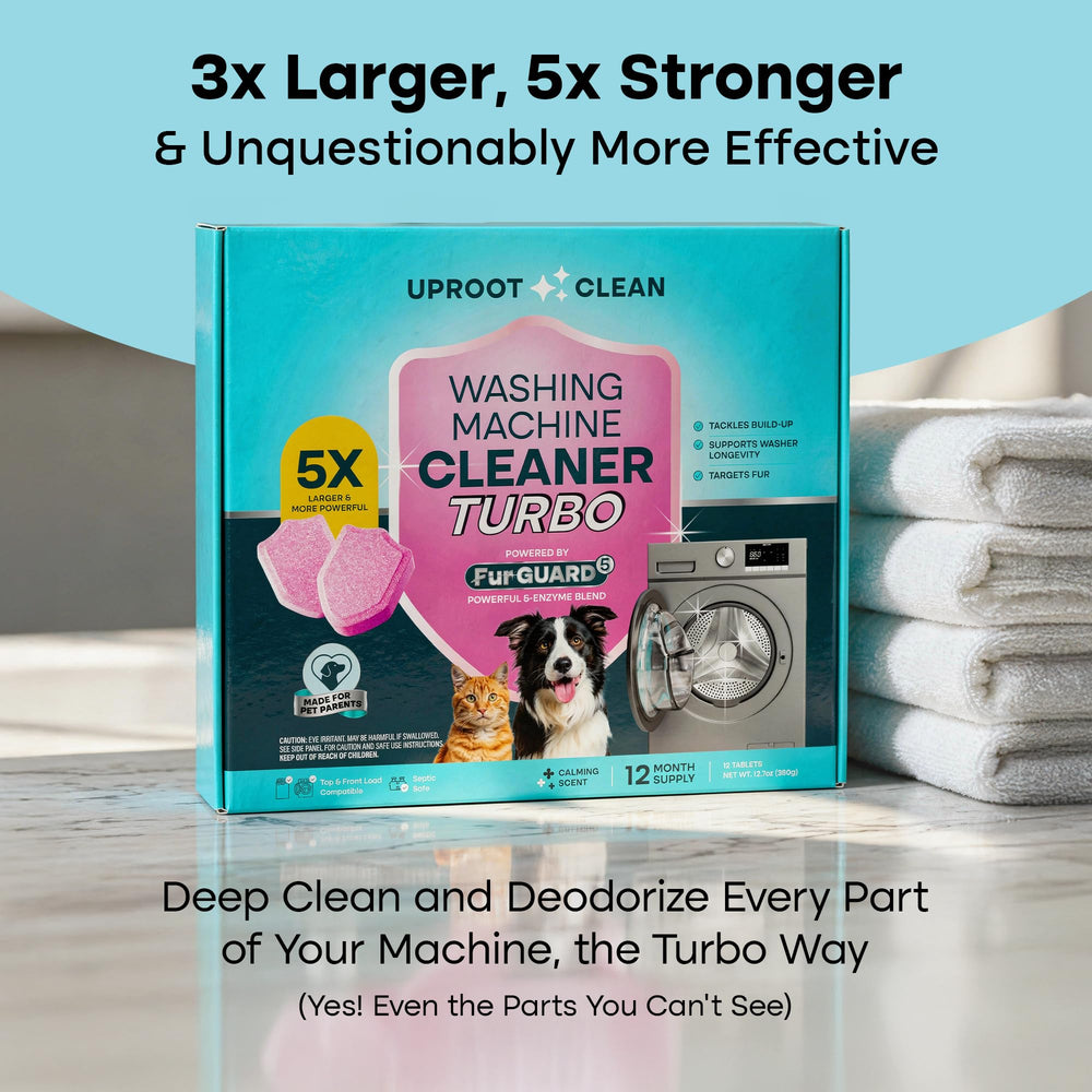 Uproot Clean tablet dissolving in washer drum demonstrating quick solubility benefit