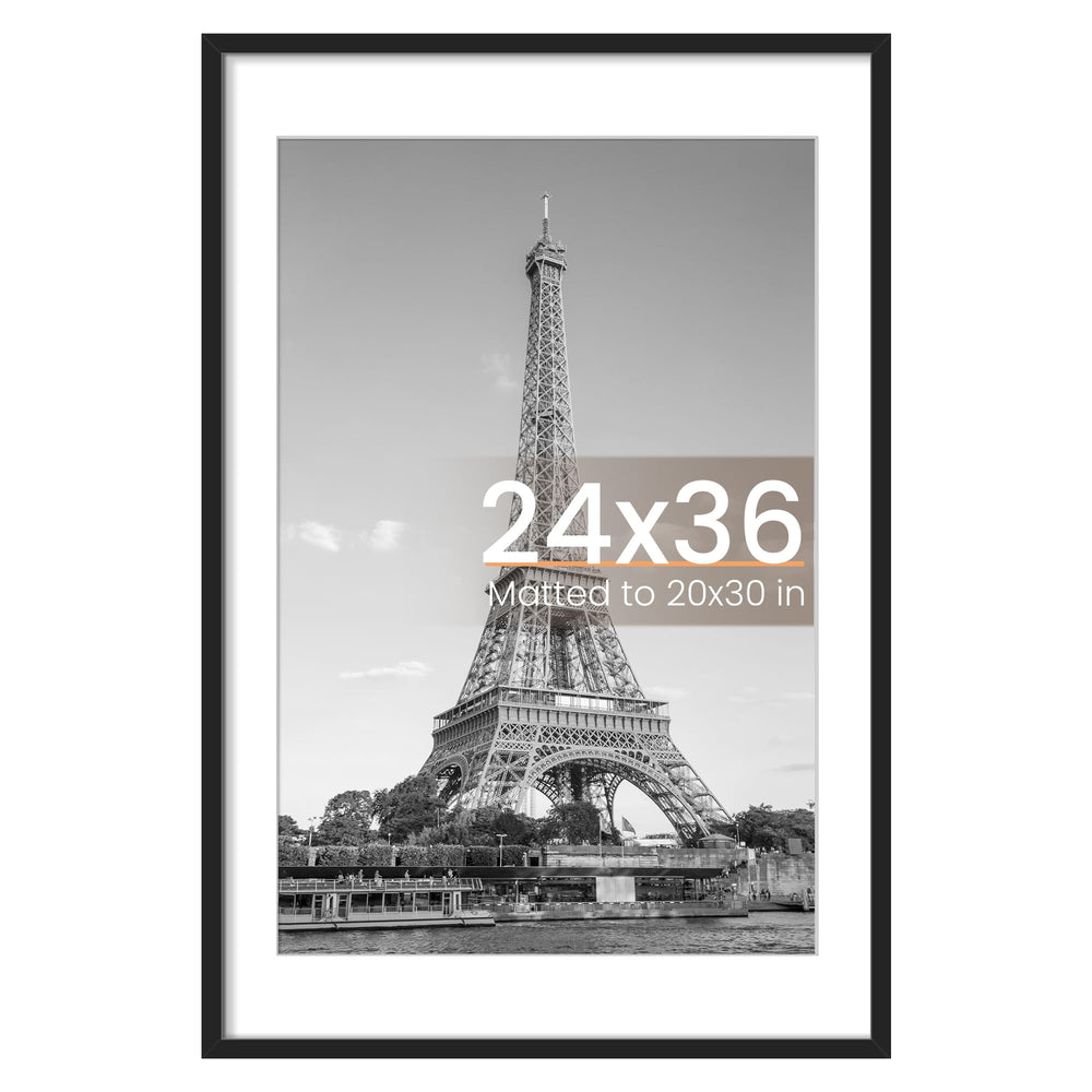upsimples black 24x36 frame front view showing clean edges and clear cover for attractive display