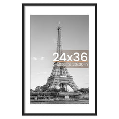 upsimples black 24x36 frame front view showing clean edges and clear cover for attractive display