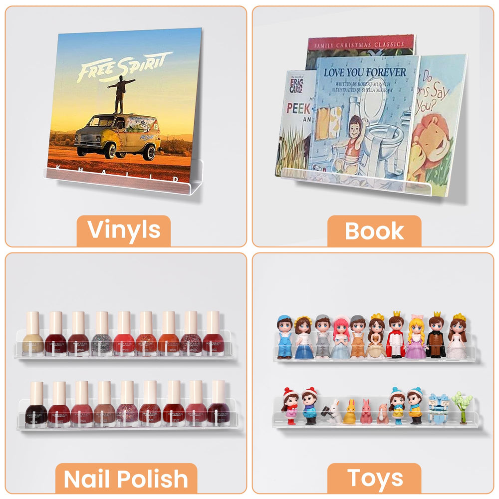 upsimples repisas instaladas en sala realzando decoración y colección de discos