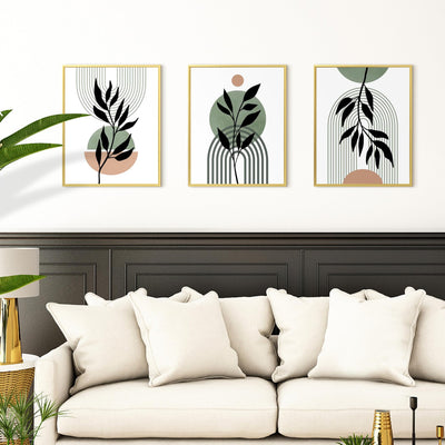 upsimples three frames hanging above sofa offering coordinated decor