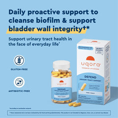 Uqora Defend capsule close-up highlighting texture and easy-to-swallow size for convenience
