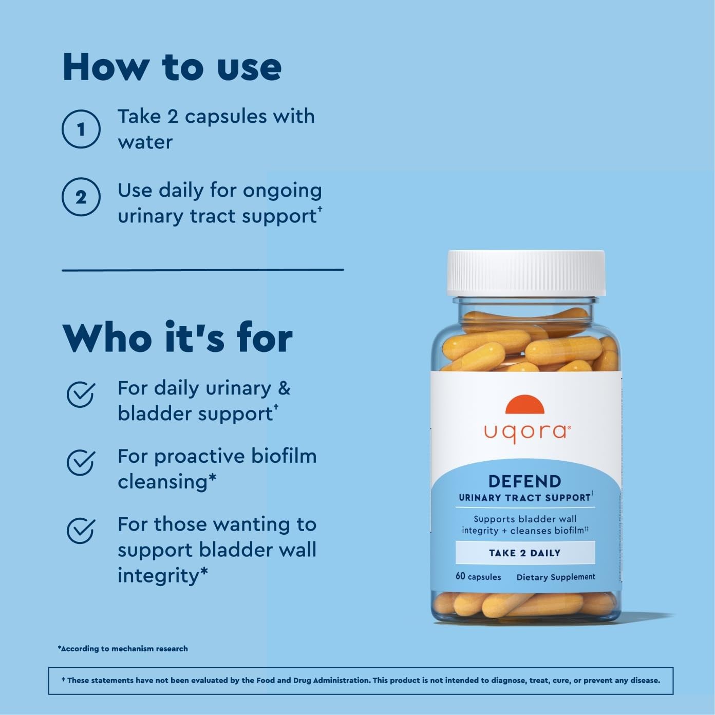 close view of Uqora Defend label and supplement facts for transparent ingredient information