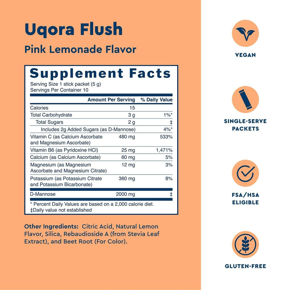 Uqora Flush vaso preparado color rosado para hidratación enfocada