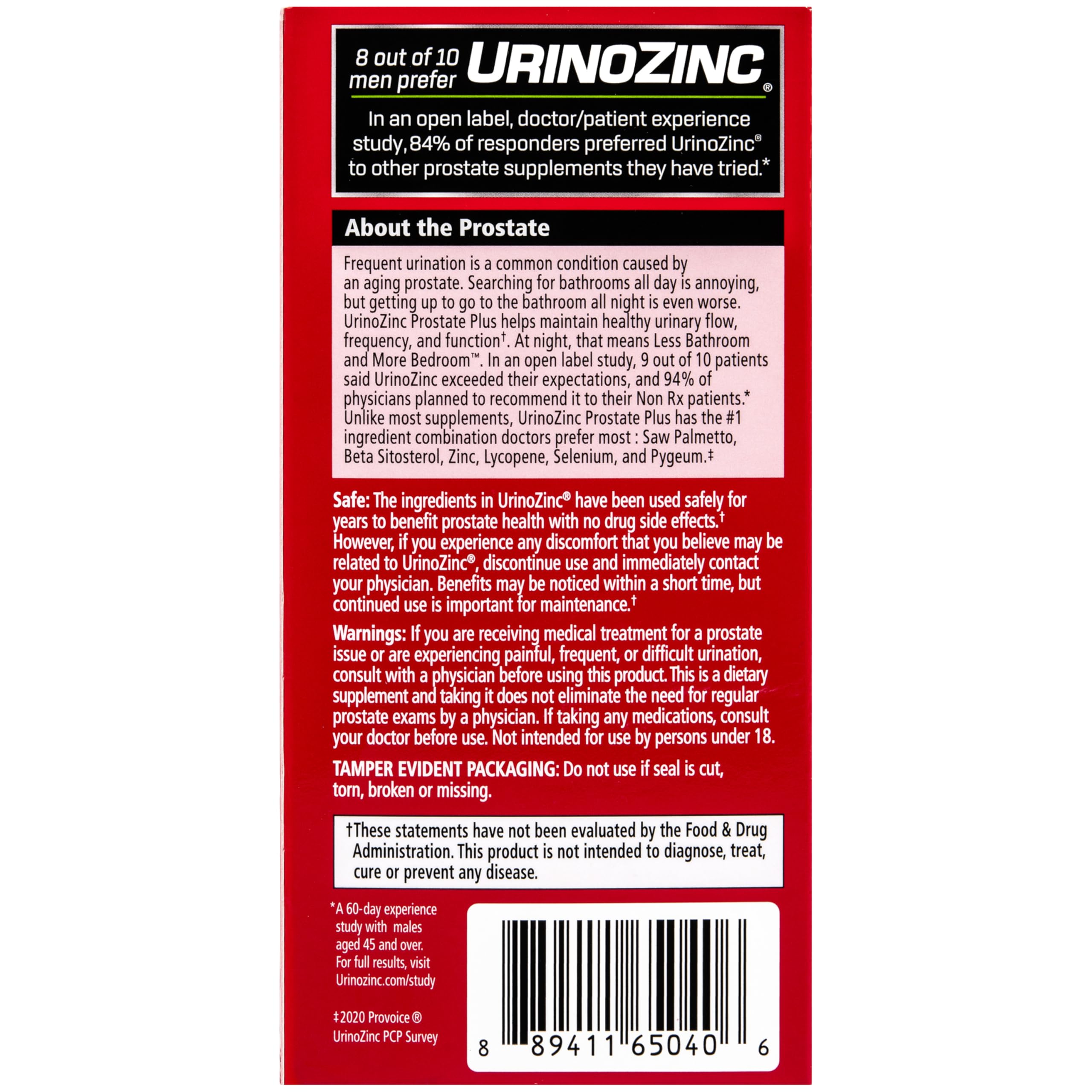 Urinozinc etiqueta y cierre mostrando información clara de ingredientes