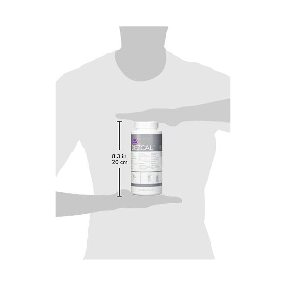 Urnex Dezcal solution running through espresso machine during descaling