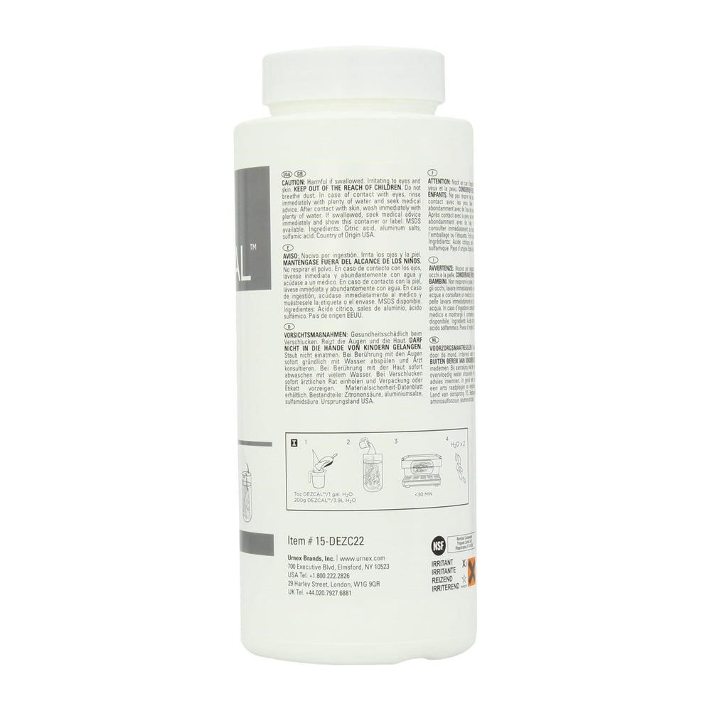 Urnex Dezcal powder close-up showing fine texture for easy dissolving