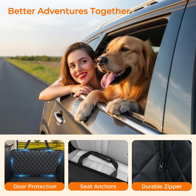 URPOWER dog sitting comfortably on cover illustrating secure, clean family travel