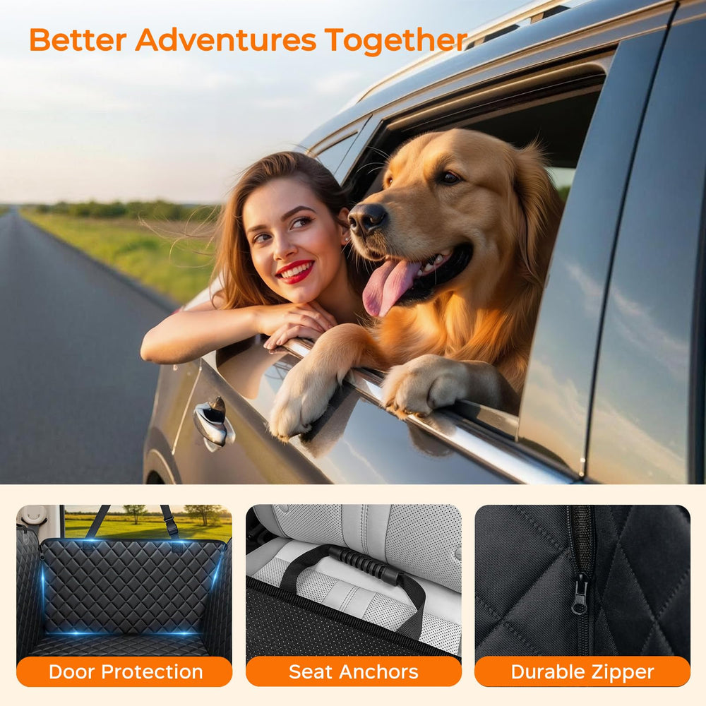 URPOWER dog sitting comfortably on cover illustrating secure, clean family travel