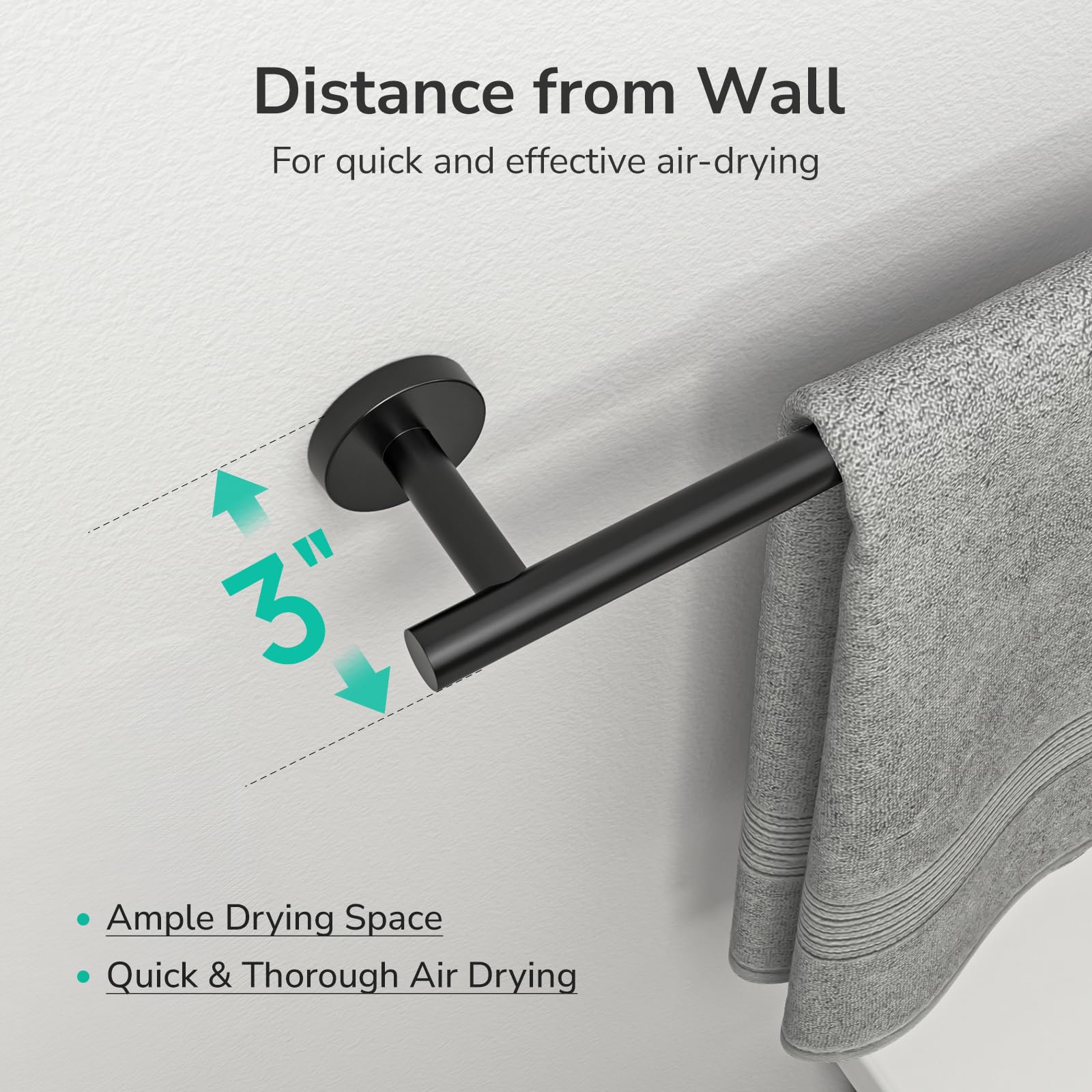 USHOWER separación de 3 in desde la pared para mejor circulación de aire