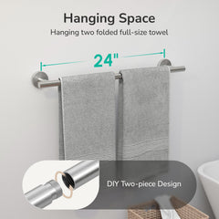 USHOWER barra instalada con dos toallas secándose rápidamente