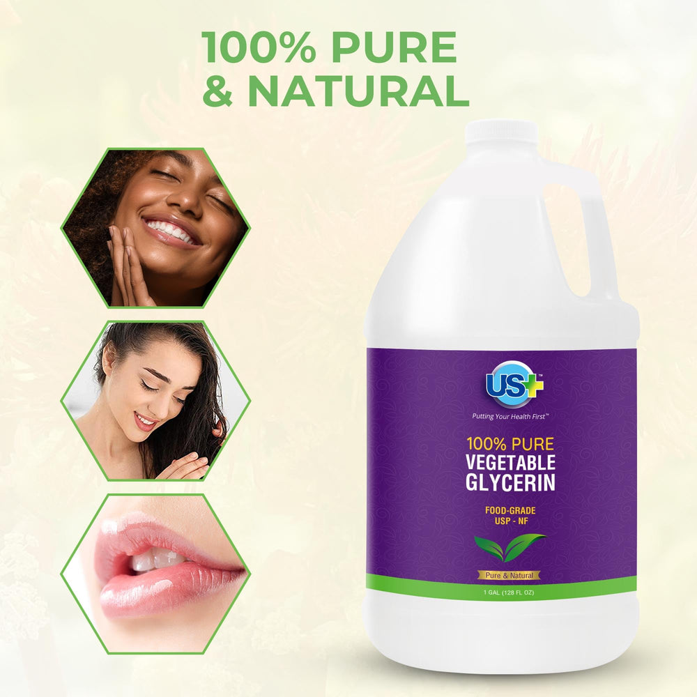 US+ glycerin droplet on skin illustrating hydration and smoothness benefits