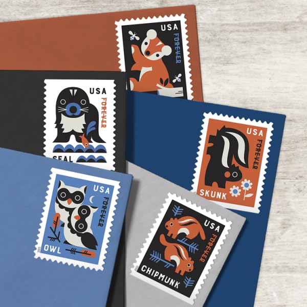 United States Postal Service primer plano del sello del zorro con detalle reconocible y atractivo