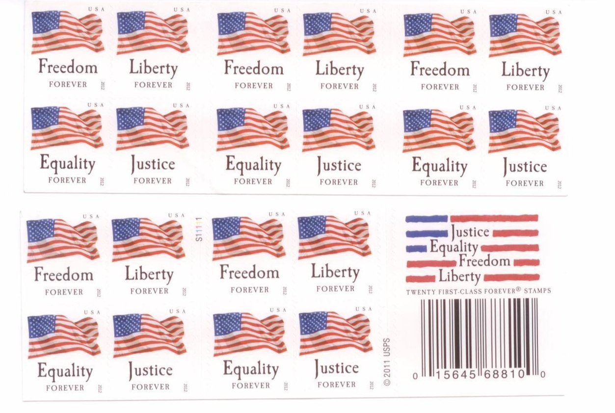 USPS Four Flags booklet front displaying four flag designs for easy identification