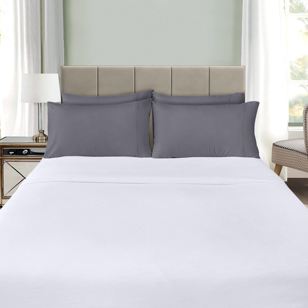 Utopia Bedding cama estilizada con fundas grises, aspecto acogedor y coordinado
