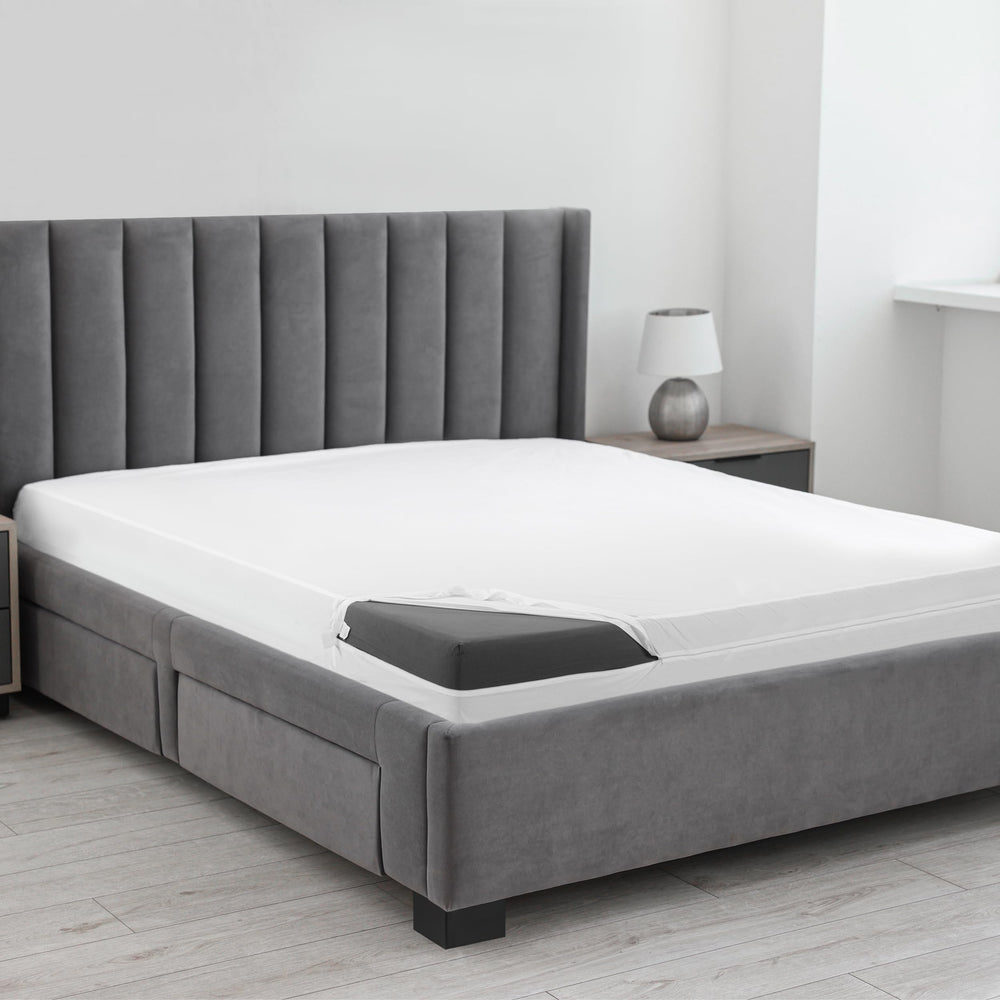 Utopia Bedding lifestyle bedroom scene showing clean protected mattress