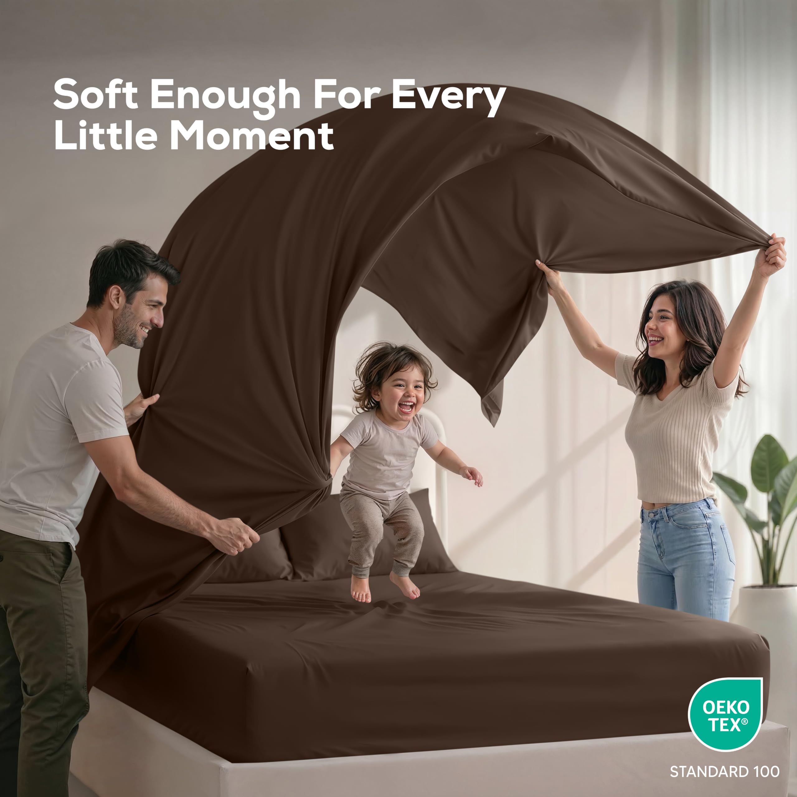 Utopia Bedding cama montada en dormitorio que transmite calidez y estilo moderno