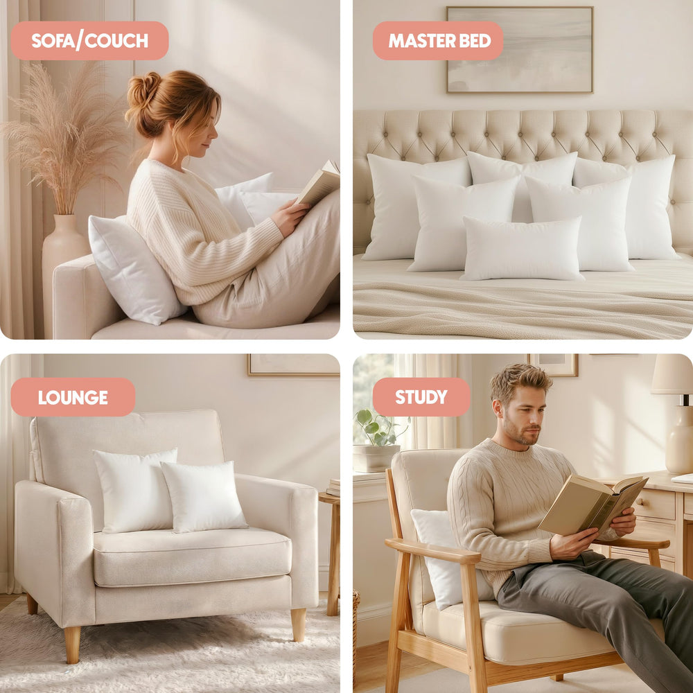 Utopia Bedding cojín junto a una regla para comparar escala y ajuste de funda