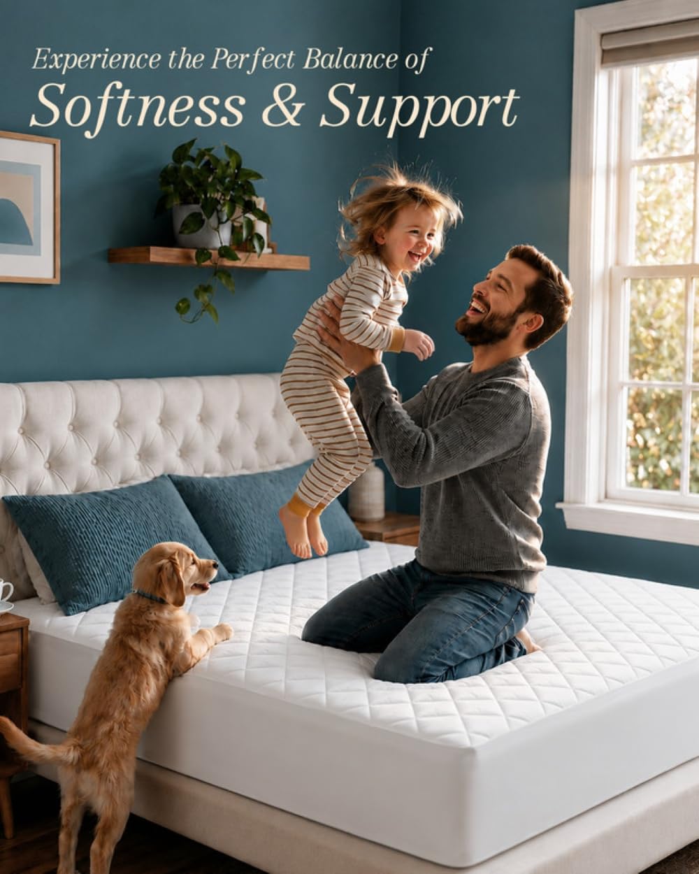 Utopia Bedding comparación de profundidad mostrando compatibilidad hasta 16 pulgadas