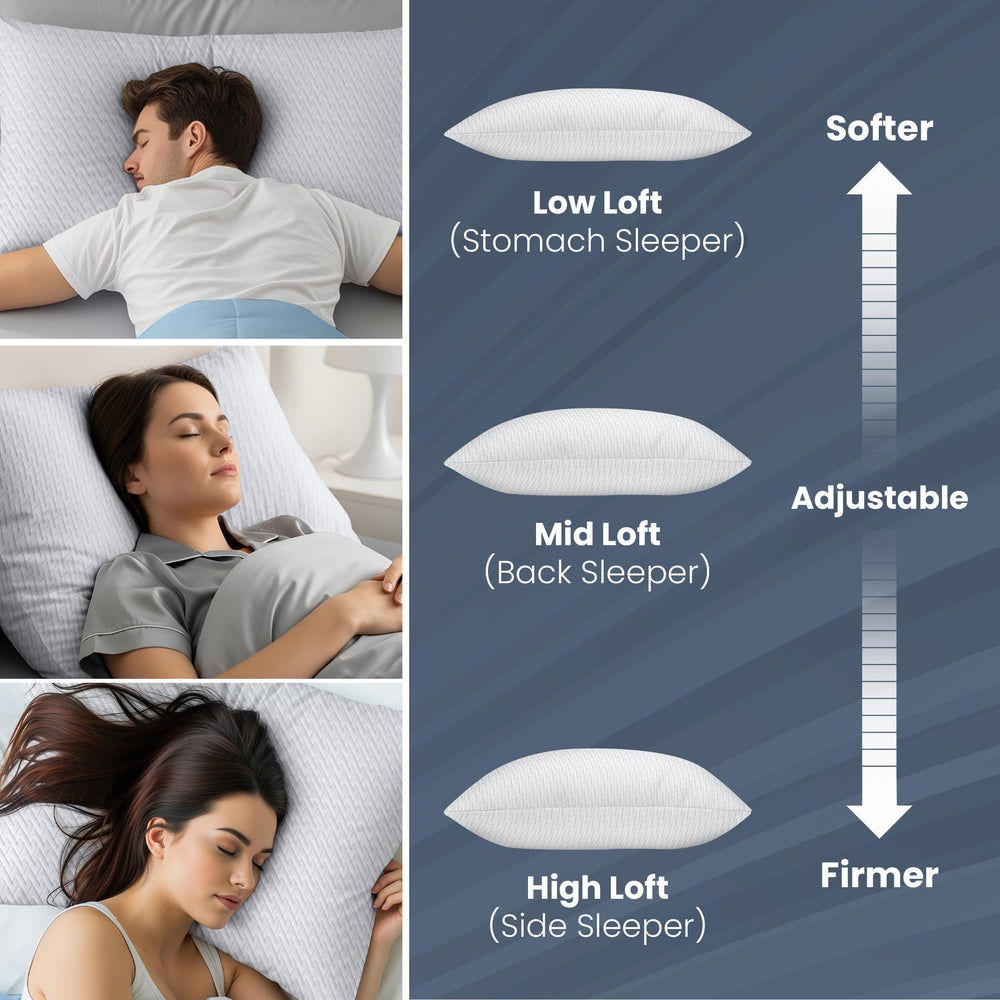 Utopia Bedding almohada junto a colchón para comparar tamaño queen