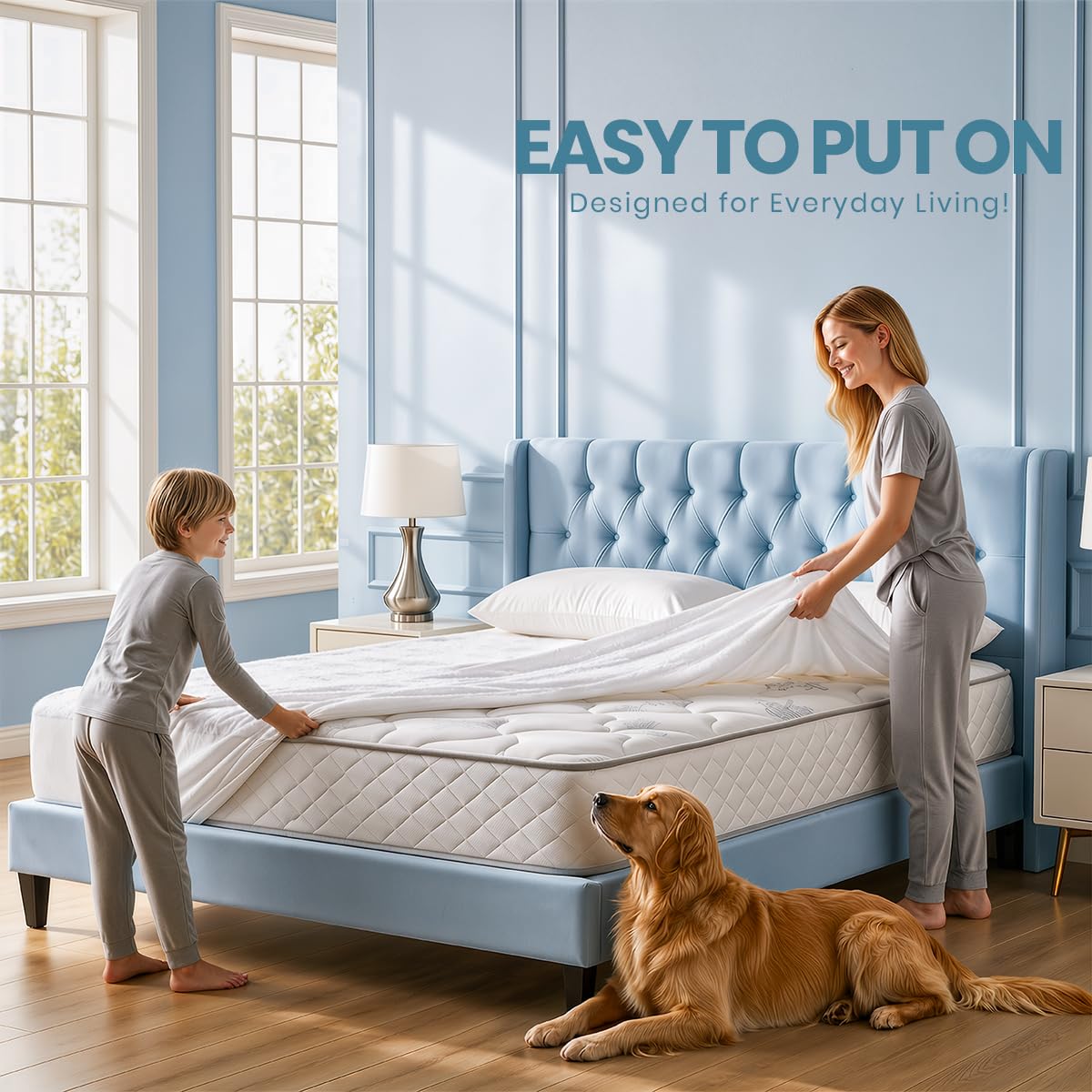 Utopia Bedding comparación con regla mostrando medidas Queen exactas