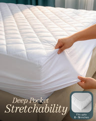 Utopia Bedding detalle del elástico perimetral que asegura el protector en colchones de hasta 16 pulgadas