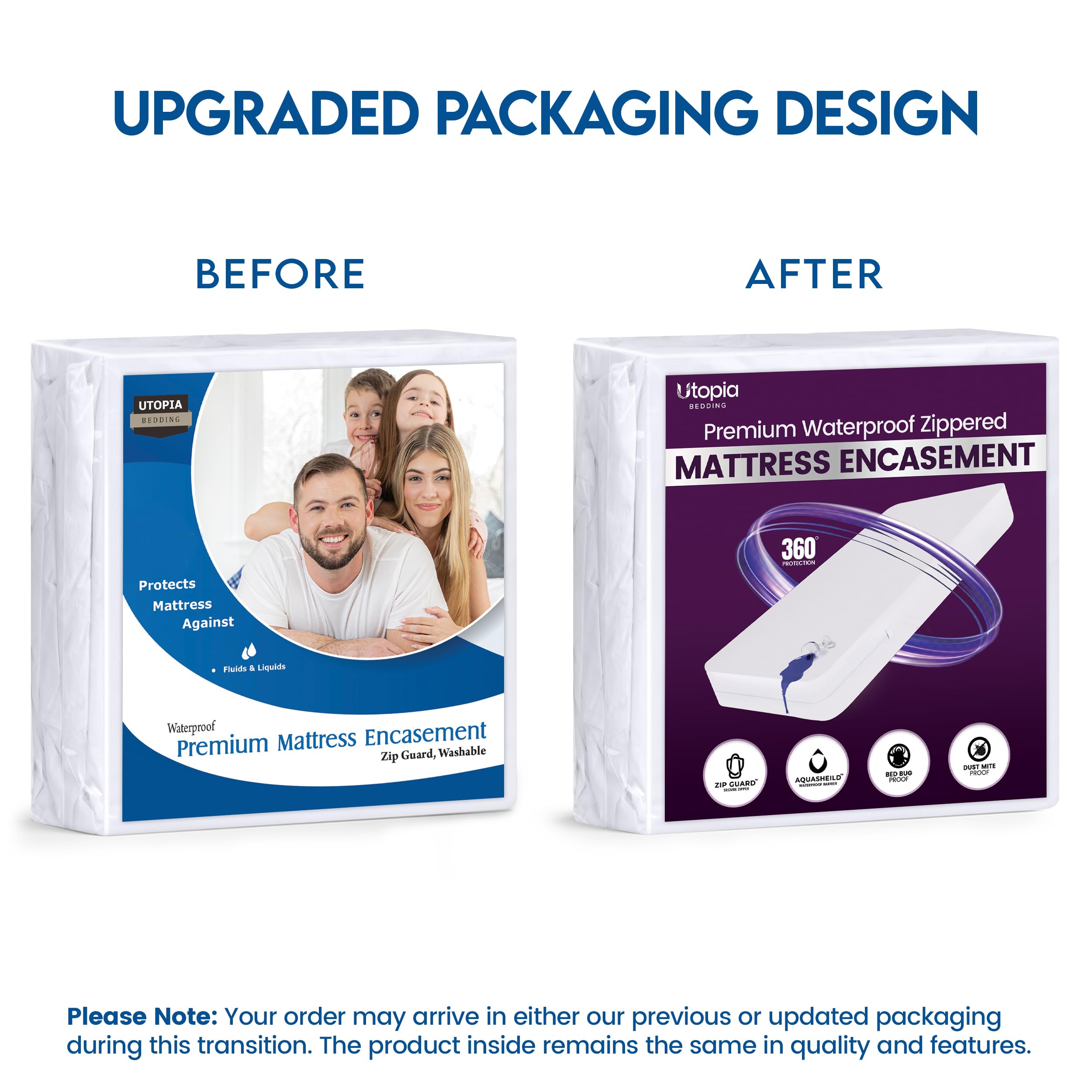 Utopia Bedding protector en cama con ropa, uso cómodo y sin ruido