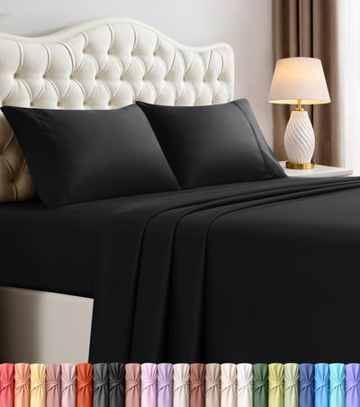 Utopia Bedding empaque frontal negro mostrando set king y beneficios